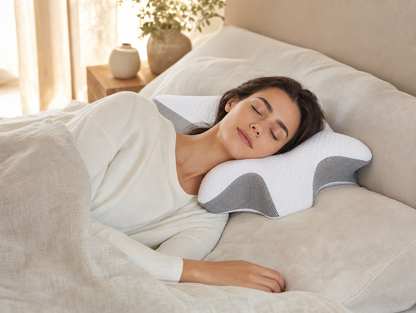 SleepZenza Contourkussen Nek & Schouder Ondersteuning, in gebruik