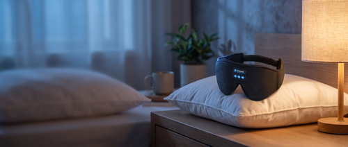 SleepZenza Bluetooth Slaapmasker op nachtkastje
